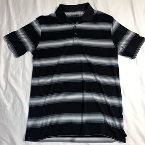 Nike Golf Polo Shirt Mens Medium Black/White Striped Dri-Fit Tour Performance